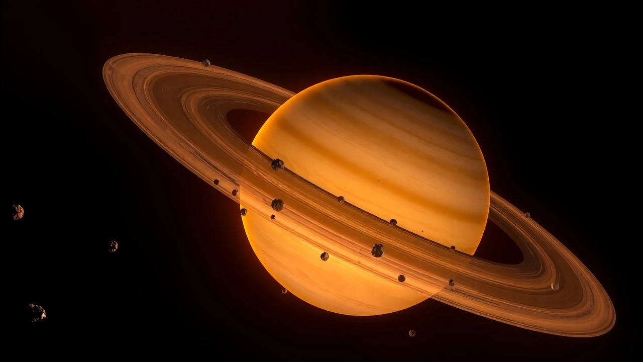AI generated illustration of Saturn 'Moon King' and it's moons