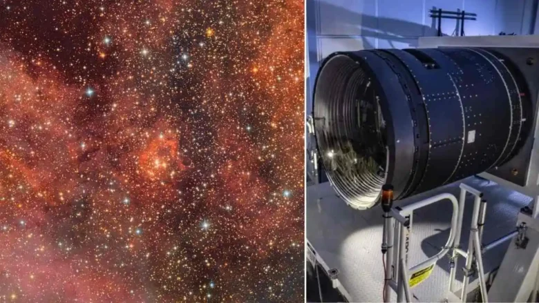 Edited image of the Bochum 14 star cluster and the Vera C. Rubin Observatory's digital camera