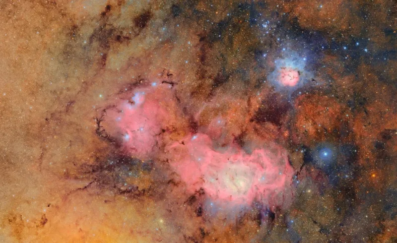 Trifid and Lagoon Nebulae captured by the Vera C. Rubin Observatory