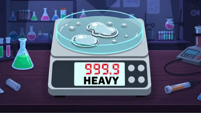 Dense metal on weigh scale.