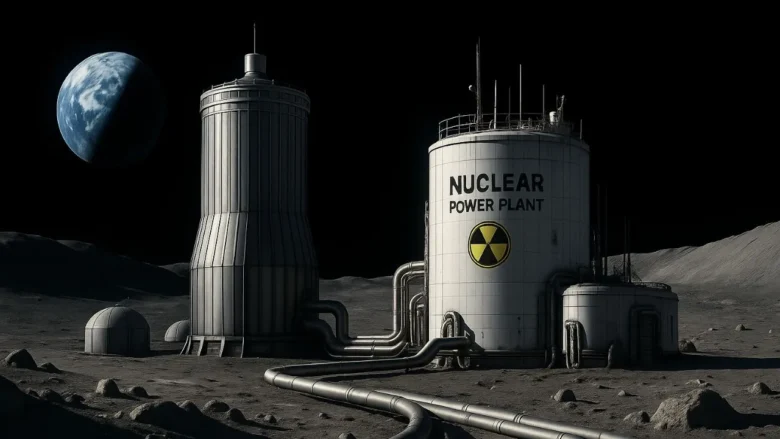 Conceptual image of a Nuclear Power Plant on the Moon.