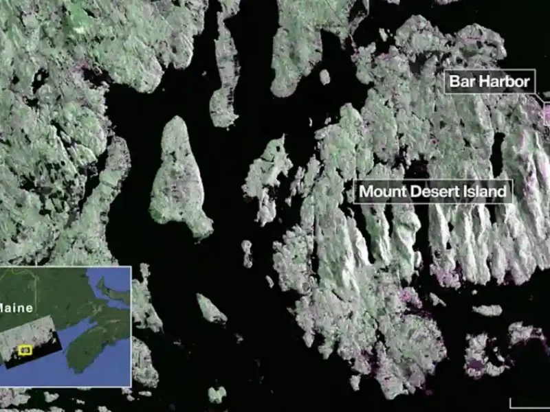 Maine’s Mount Desert Island captured by NISAR satellite.