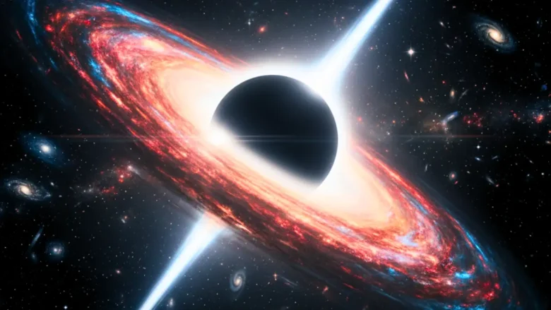 A Black Hole emitting a energy beam.