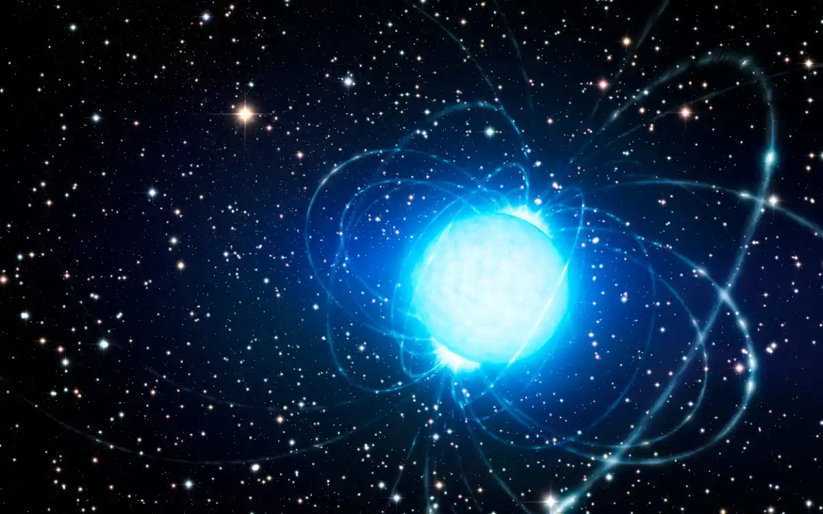 Artist's concept of a magnetar in a star cluster.
