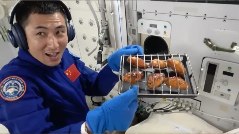 Chinese astronauts enjoy the first-ever space BBQ.