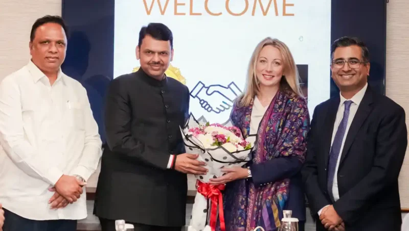 Maharashtra Chief Minister Devendra Fadnavis with SpaceX Vice President Lauren Dreyer.