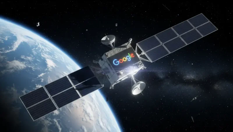 Google's solar-powered AI satellite in space.