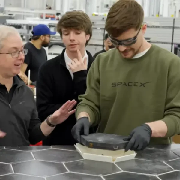 MrBeast tests a SpaceX Starship heat shield tile and becomes the first non-engineer to install one!