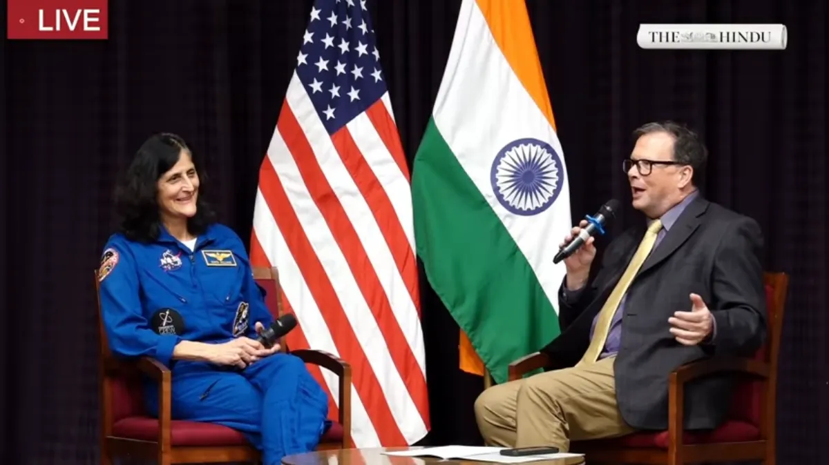 Sunita Williams and Donald Maynard at American Center in Delhi.
