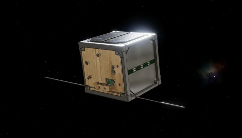 wooden satellite made with honoki magnolia.