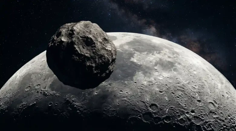 An asteroid and the moon.